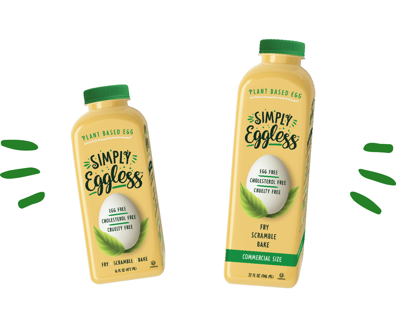 Simply Eggless bottles, 16oz and 32oz