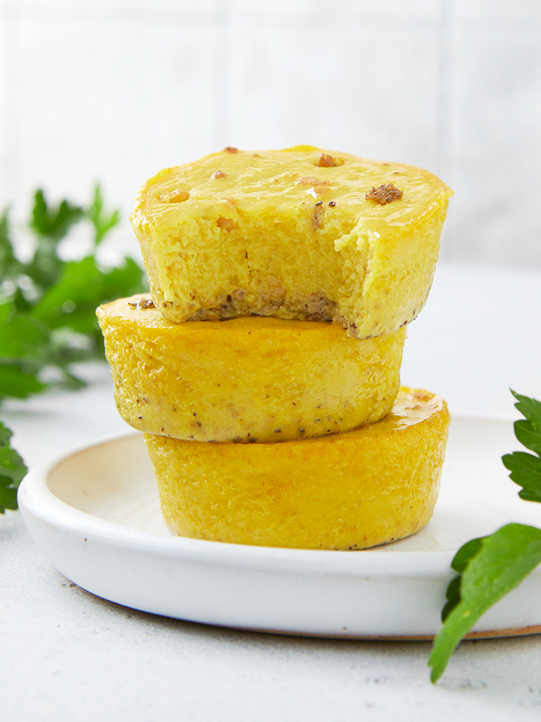 Three egg bites stacked